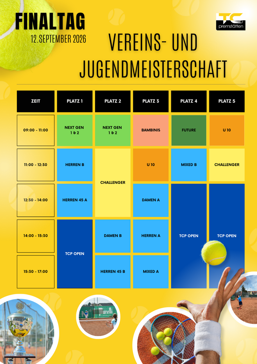Timetable für die Vereins- und Jugendmeisterschaften 2026